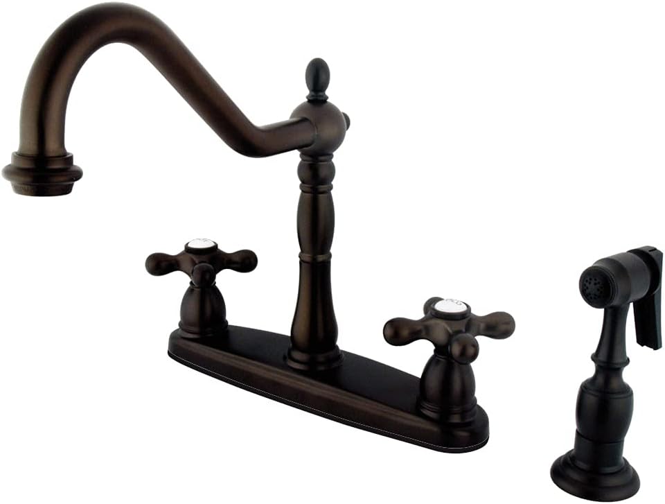 Kingston Brass KB1758AXBS Heritage 8-Inch Centerset Kitchen Faucet, Brushed Nickel