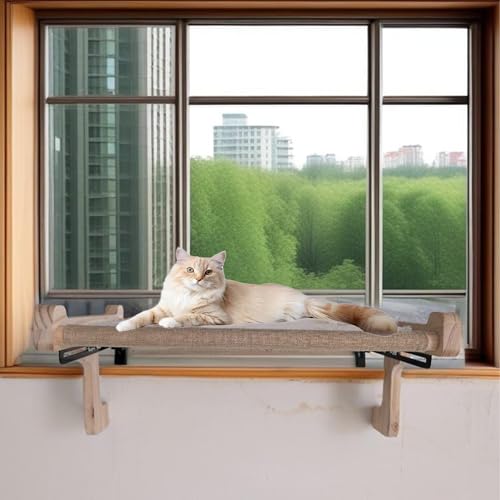 Arborishthink Cat Window Perch, No Suction Cup Cat Window Bed & Hammock, Adjustable 40lbs Heavy Duty No-Drill Window Seat for Large Cats, Sill Mounted Wood & Metal Frame with Tracks by arborishthink - Used condition - Image 6