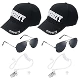 ERDOGLY 6 Pcs Agent Costume Set, Secret Service Costume Security Guard Accessories Include Security Hat, Black Sunglasses and Spy Earpiece for Teens Adults Halloween Party Cosplay Game