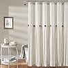 Lush decor linen button shower curtain 72 x 72 off white  urban country home decor