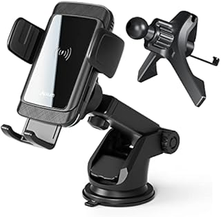 Alxum Wireless Car Charger Mount with Electromagnetic Sense, 15W Qi Smart Automatic Car Phone Holder Wireless Charger for Air Vent, Dashboard and More