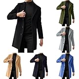 Abrigo Largo Para Hombre Chaqueta De Vestir De Manga Larga Gabardina Negra Chaqueta De Invierno Con Bolsillos Laterales