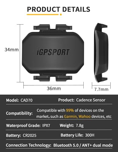 Cadence Sensor CAD70 for SmartWatch Cycling Computer Compatible with Garmin Bryton Polar Wahoo - Thumbnail 2