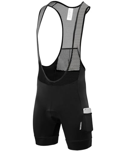 qualidyne Cycling Bibs Men, 4D Padded Road Bike Bib Shorts with Pockets, Biking Bicycle Shorts UPF50+ Black