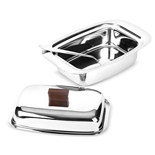 Nextvjn Stainless Steel Large Butter Dish With Butter Spoon And Lid, Butter Cheese Storage Box, Butter Container, Half Kg Butter Box, Fridge Storage Container, Butter Tray For White Butter #TOP7