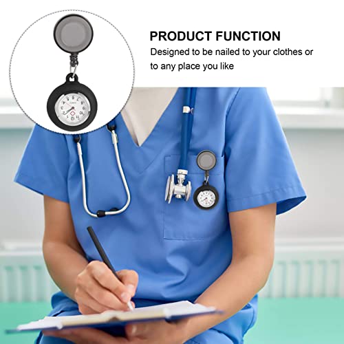 ELECDON Nurse Watch Retractable Nurse Watches Clip-on Nurses Watch Silicone Fob Watches with Second Hand for Nurses Pocket Quartz Watch for Nurse Gift 3 Pcs (Black, Light Blue, White)