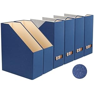 Magazine Holder – File Holder and Desk Organizer, Cardboard Book Organizer and Storage Box for Documents, Magazine Holder Rack for Office, Home and Classroom (Classic Blue, 6-Pack)