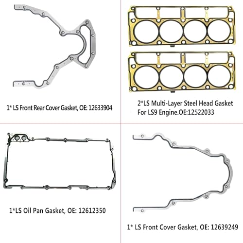 Image of Gen III 3 LS Head Gasket Kit for GM LS1 LS6 LQ4 LQ9 4.8L /5.3L /5.7L /6.0L /6.2L, for Chevy 1999-2007 for Silverado Suburban Express, for GMC Sierra Engine Valley Cover 12522033 12633904 12612350 12639249