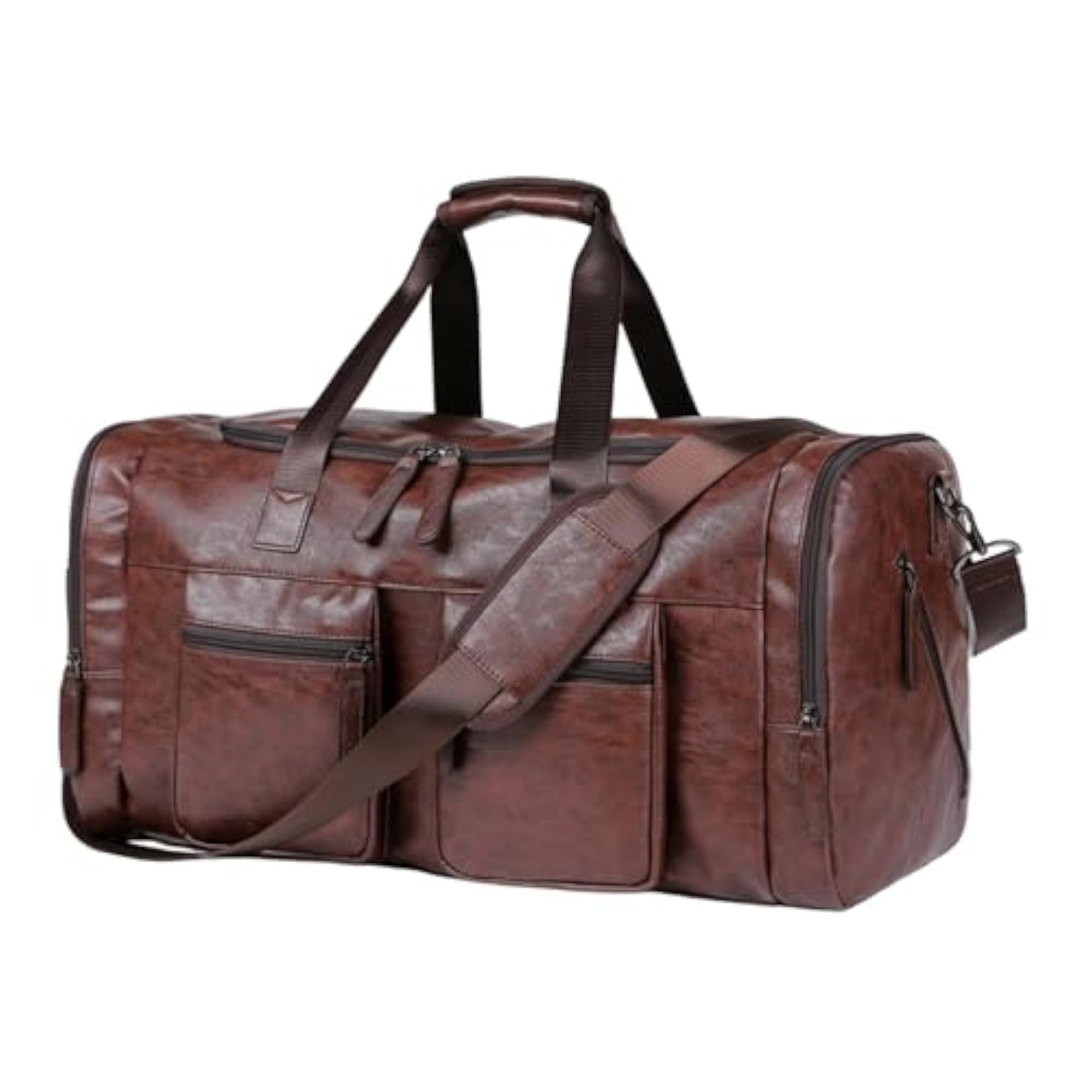 Travel Duffel Bag Handbag Gym Water Resistant Adults Weekender Overnight Bag Deep Brown