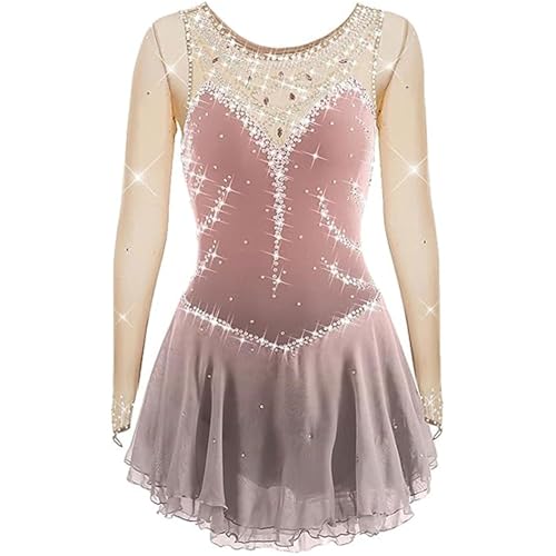 FZHQNZJF A,L, Vestido de Patinaje Artístico sobre Hielo con Degradado Ropa de Rendimiento Patines sobre Ruedas Hecha a Mano Falda de Competición Gimnasia de Ballet Maillots Rítmicos
