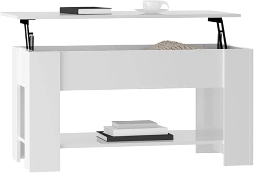 Miniatura 7 de Mesa de centro convertible, mesa de centro para sala de estar, adecuada para sala de estar, oficina, balcón, sala de estar familiar, color blanco