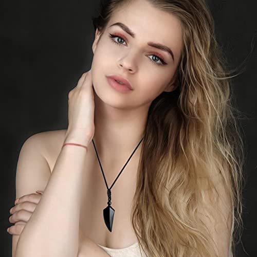 Maibaota Pendant Necklace For Men Adjustable Black Rope Necklace Black Obsidian Crystal Stone Necklace Men's Jewelry #TOP4