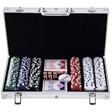 HOMCOM Maletín de Poker de Aluminio 300 Fichas 38x20,5x6,5 cm Multicolor