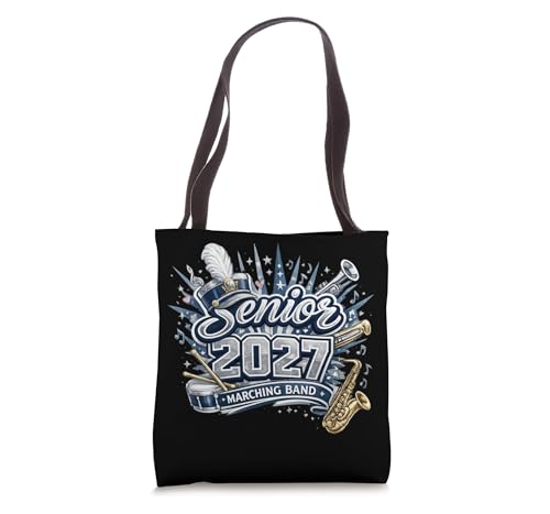Senior 2027 Marching Band Graphic Art Design Tote Bag