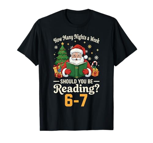 Funny Santa Reading 67 Meme Tee Christmas Teacher Book Lover T-Shirt