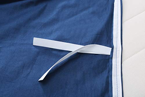 Image of F.Y.Dreams Weighted Blanket Duvet Cover 60x80 inches with 8 Ties,Zipper on Long Side /100% Cotton, Navy Blue /Just Duvet Cover