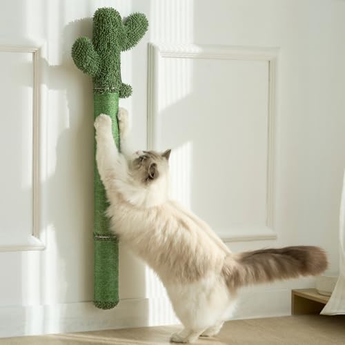 Extra-Tall Wall Mounted Cat Scratcher with Toys