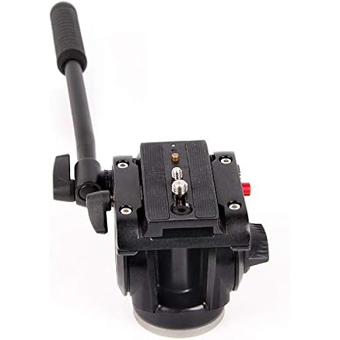 POLAM-FOTO Tripod Fluid Drag Pan Head with 1/4 and 3/8 inches Screws Sliding Plate for Tripod DSLR Camera,Camcorder Cover