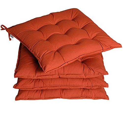 Detex 4x Seat Cushion Chair Pads 41x41cm Indoor Outdoor Memory Foam Visco Elastic Weatherproof