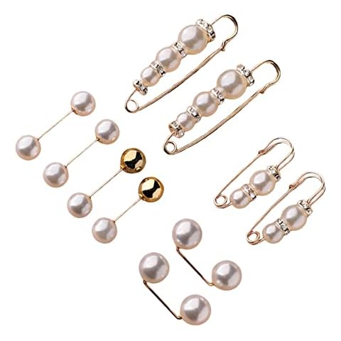LOVIVER 10 Pieces Women Brooch Pins Sweater Shawl Clips Set Waist Pins Anti Exposure Waist Pants Extend Waistband Tightening Decor for Cover