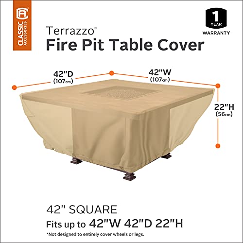 Classic Accessories Terrazzo Water-Resistant 42 Inch Square Fire Pit Table Cover #TOP1