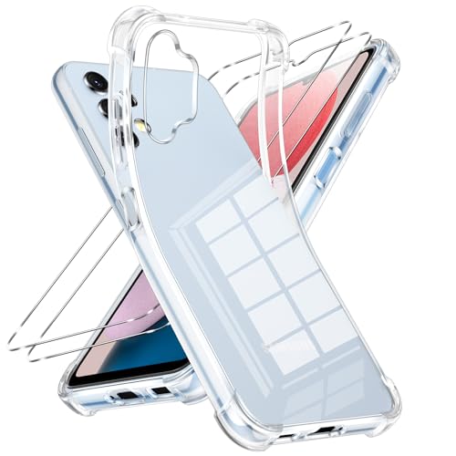Vauki Funda para Samsung Galaxy A13 4G, con 2 Piezas Cristal Templado, Transparente Suave TPU Silicona Anti-Choque Caso Delgada Anti-arañazos Carcasa Case, para Samsung A13 4G 6.6 Pulgadas