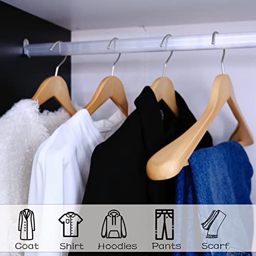 10 Pack Wide Shoulder Wooden Clothes Hangers, Suit Hanger With Non Slip Pants Bar, Andhuhu Coat Hangers For Shirt, Jacktet, Dress, Heavy Duty Clothing Hanger Set, Natural #TOP2