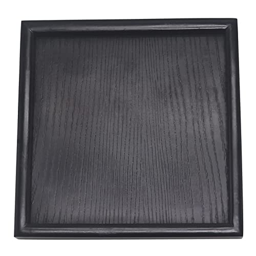 Solid Wood Serving Tray, Square Non-Slip Tea Coffee Snack Plate, Serving Tray with Raised Edges, for Home Kitchen Restaurant