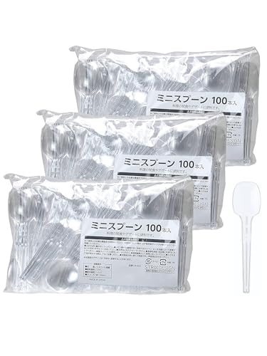 【Amazon.co.jp 限定】 ストリックスデザイン 使い捨て ミニスプーン 日本製 業務用 300本 (100本×3個セット) 10cm クリア 試食やデザートに 使いやすい ミニサイズ プラスチック スプーン デザートスプーン DR-483