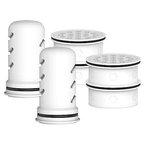 MARRIOTTO Water Filter Replacement for LS Home Dispenser 18 Cup/Glass Pitcher 7 Cup/Plastic Pitcher 10 Cup/Plastic Pitcher 7 Cup, 2 Membrane Micro Filter and 4 Activated Carbon + Ion Exchange Filter Cover