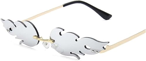 Miniatura 5 de Froiny Gafas de sol de llama de fuego para mujeres y hombres, gafas onduladas sin montura, Blanco
