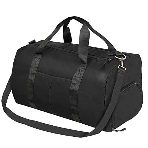 Lightniing Hammerz Foldable Travel Duffel Bag Sports Gym Bag Shoulder Strap Hand Bag for Women, Men, Yoga, Outdoor Weekend Bag with Shoe and Wet Clothes Compartments (Black)-picture-20
