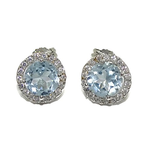 Boucles d'oreilles or blanc 18 ktes avec zircon de couleur marque Never Say Never
