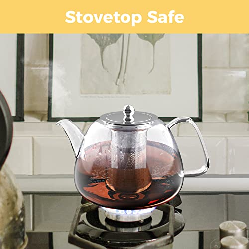 Luvan 1300ML Tetera de Vidrio con Infusor, Hervidor de Agua de Vidrio Borosilicato con Colador Removible para 4-6 Tazas… - Imagen 7