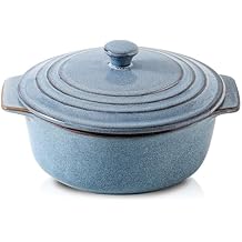HVH Ceramic Casserole Dish with Lid Oven Safe, 2 Quart Round Casseroles Dish Set, 9 Inches Round Baking Dish with Lid Oven Safe, Deep Casserole Dishes for Oven with Lids for Dinner Party Wabi sabi
