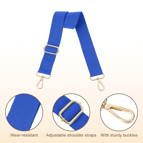 Image of uxcell Wide Shoulder Strap, 3.8cm Adjustable Purse Strap Replacement Crossbody Strap for Shoulder Bag Handbag, Navy Blue, Light Gold Pull Core Buckle