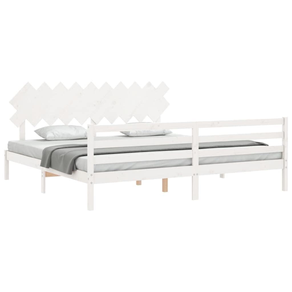 Rantry Bettgestell mit Kopfteil, Massivholz, Weiß, 200 x 200 cm, Lattenrost für Erwachsene, Kinder und Jugendliche, einfache Montage, Typ 4 Betten und Lattenroste