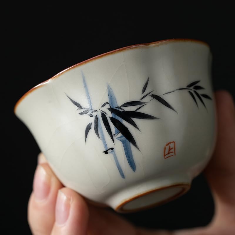 GSOUL Kungfu Tea cup Beige Ru Kiln Master Cup Personalized Hand-painted Celadon Tea Cups Single Small Size Tealight Ceramic Small Tea Cups