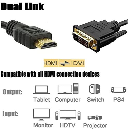 Redgo 6Ft Hdmi To Dvi-D 24+1 Pin Monitor Display Adapter Cable ,Hdmi Male To Dvi Male Gold Hd Hdtv #TOP3