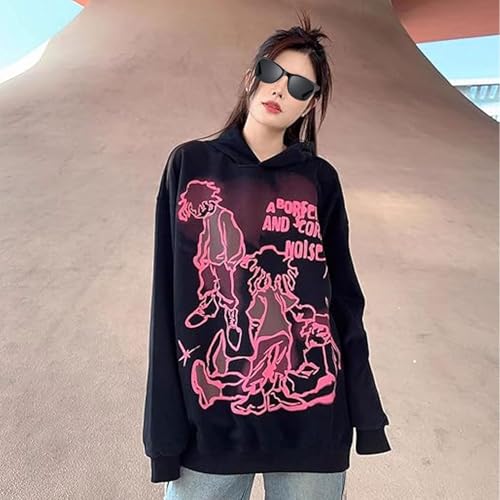 Women's Cartoon Graphic Oversized Hoodies Y2K Streetwear Casual Trendy Harajuku Pullover Sweatshirt For Men4