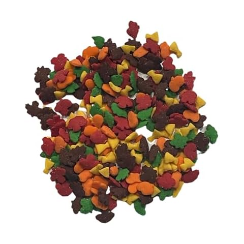 2 Ounce Mini Quins Leaves Pumpkins Fall Thanksgiving Harvest Orange Green Brown Red Yellow Autumn Quin Confetti Sprinkle Mix One Third Cup Cover