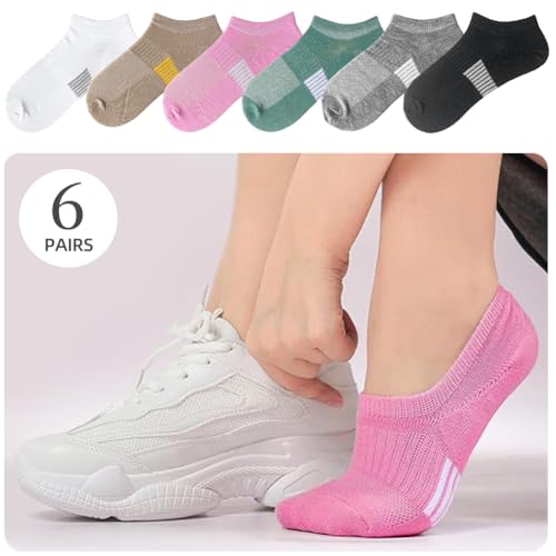 Image of Women's Ankle Cotton Socks Low Cut Athletic Running Soft Thin No Show White Socks 6 Pairs (6, Multi color)