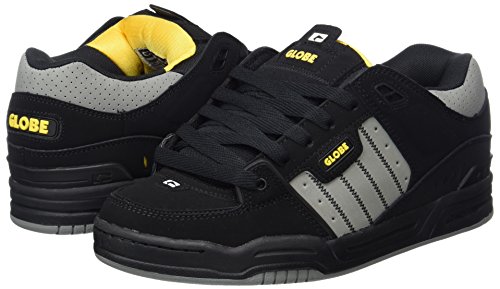 Image of Globe Men's Fusion File Skateboard Shoes, Black Black Grey Yellow, 44.5