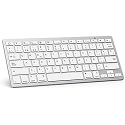 Mejores Teclados Bluetooth Para Ipad OMOTON Teclado Bluetooth Español Ultra-Delgado para iPad/iPad Pro/iPad Air/iPad Mini/iPhone y Todas Sistemas de iPadOS/iOS, No se Adapta a Mac, Macbook - Blanco