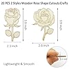 20 Pack 4 Inch 2 Styles Wood Rose Crafts Unfinished Wood Rose Cutouts Wooden Flower Hanging Ornaments DIY Rose Craft Gift Tags for Home Party Decoration Craft Project #1