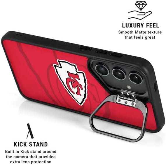 Skinit Kickstand Phone Case Compatible with Galaxy S25 - Officially Licensed NFL Kansas City Chiefs Double Vision Design
