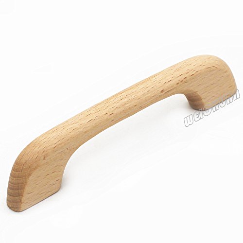 Weichuan 10Pcs Wood Unfinished Drawer Knobs Pulls Handles - Kitchen Cabinets Furniture Dresser Wardrobe Cupboard Drawer Knobs Pulls Handles(Total Length: 5" Hole-To-Hole Distance: 4") #TOP2