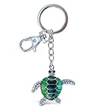 Puzzled Sea Turtle Sparkling Charm Keychain