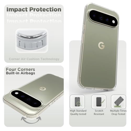 Image of RIGGEAR Shockproof Clear Hybrid Armor Back Cover Case Compatible with Google Pixel 11 Pro XL (Transparent PC and TPU Bumper)