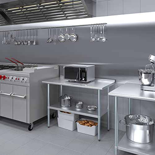 Image of AmGood Stainless Steel Work Table with 1.5 inch Backsplash | Metal Kitchen Food Prep Table | NSF (48 inch Long x 24 inch Deep)